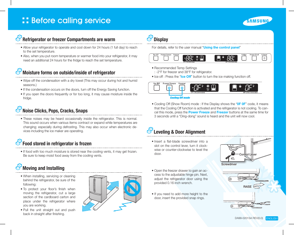 Samsung RF217ABWP User Manual | 2 pages