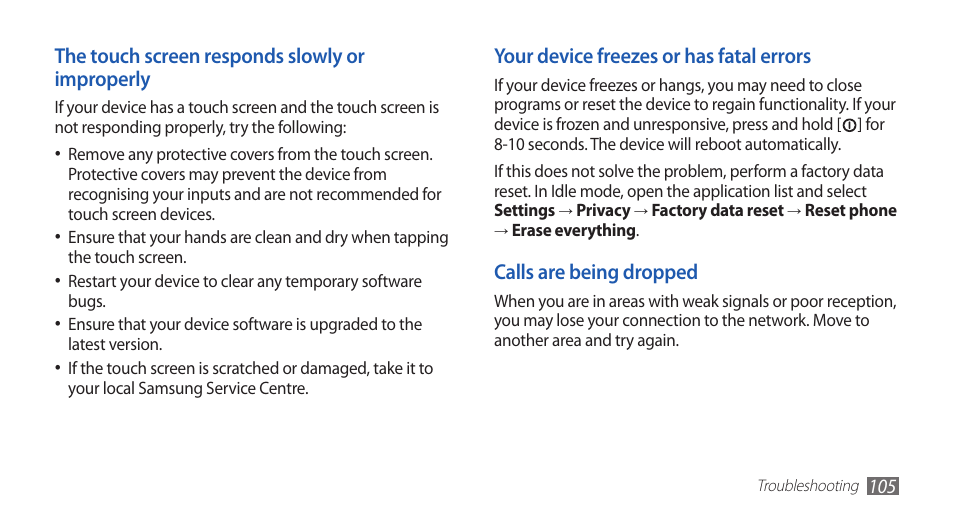 Samsung GALAXYFIT GT-S5670 User Manual | Page 105 / 126