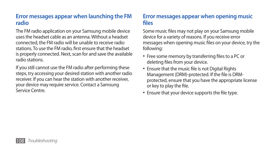 Samsung GALAXYFIT GT-S5670 User Manual | Page 108 / 126