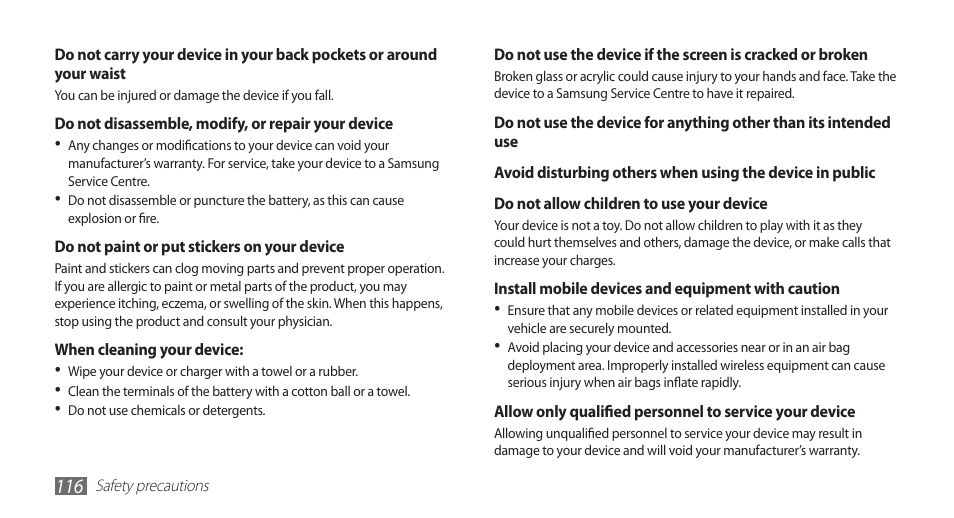 Samsung GALAXYFIT GT-S5670 User Manual | Page 116 / 126
