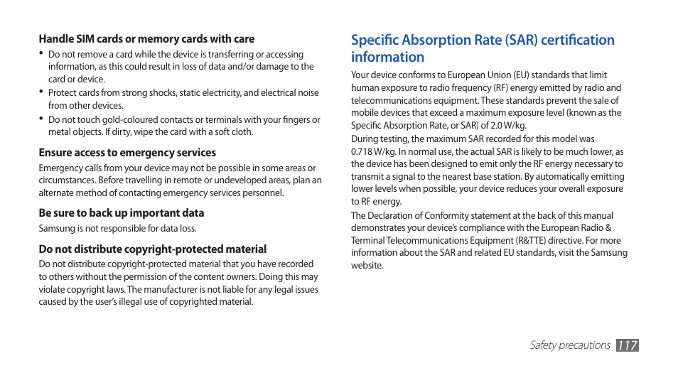Samsung GALAXYFIT GT-S5670 User Manual | Page 117 / 126