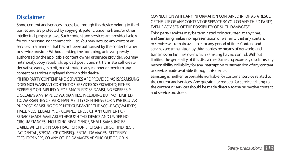 Samsung GALAXYFIT GT-S5670 User Manual | Page 119 / 126