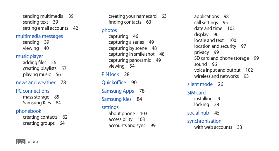 Samsung GALAXYFIT GT-S5670 User Manual | Page 122 / 126