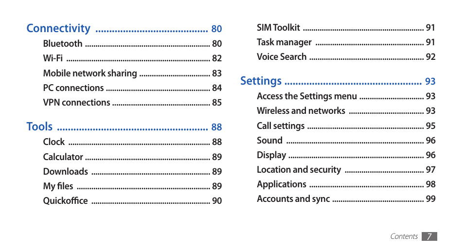 Samsung GALAXYFIT GT-S5670 User Manual | Page 7 / 126