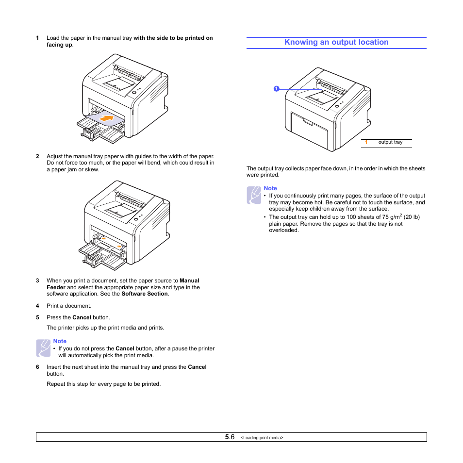 Knowing an output location | Samsung ML-2570 Series User Manual | Page 25 / 85