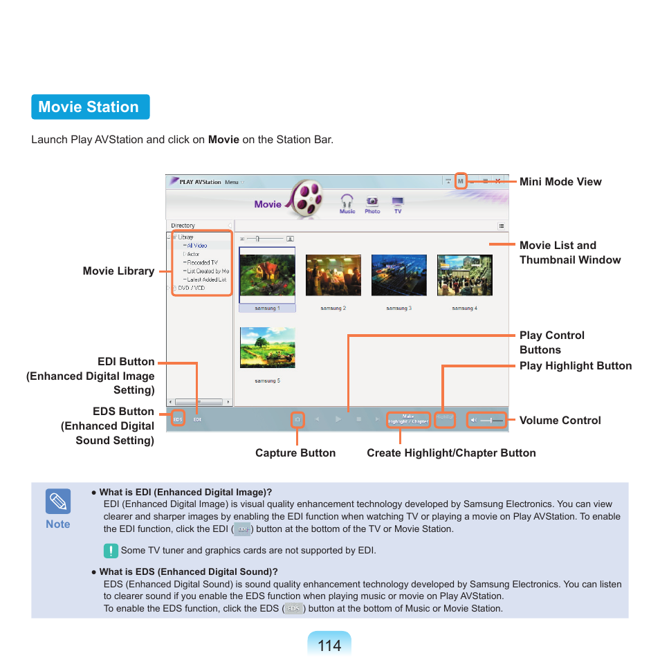 Movie station | Samsung X65 User Manual | Page 115 / 195