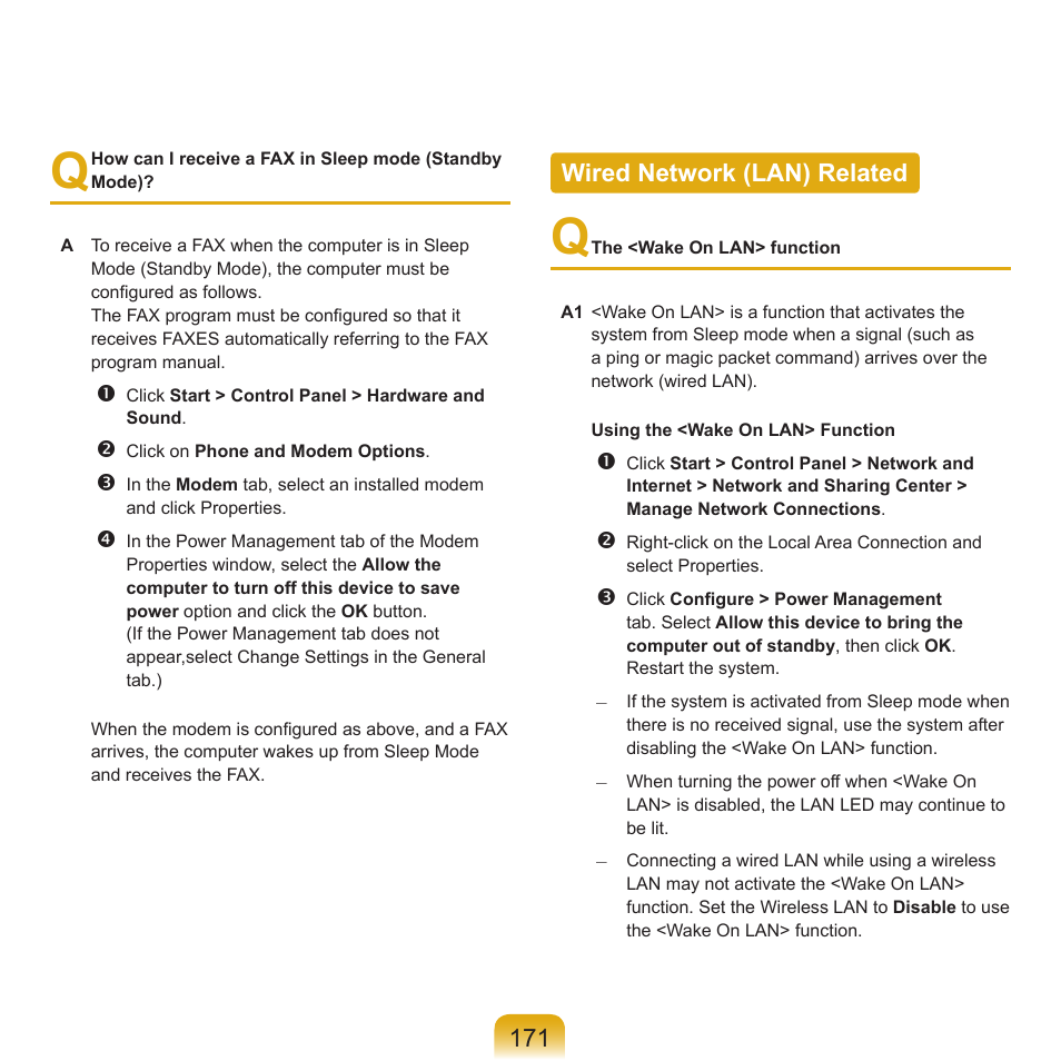 Wired network (lan) related | Samsung X65 User Manual | Page 172 / 195