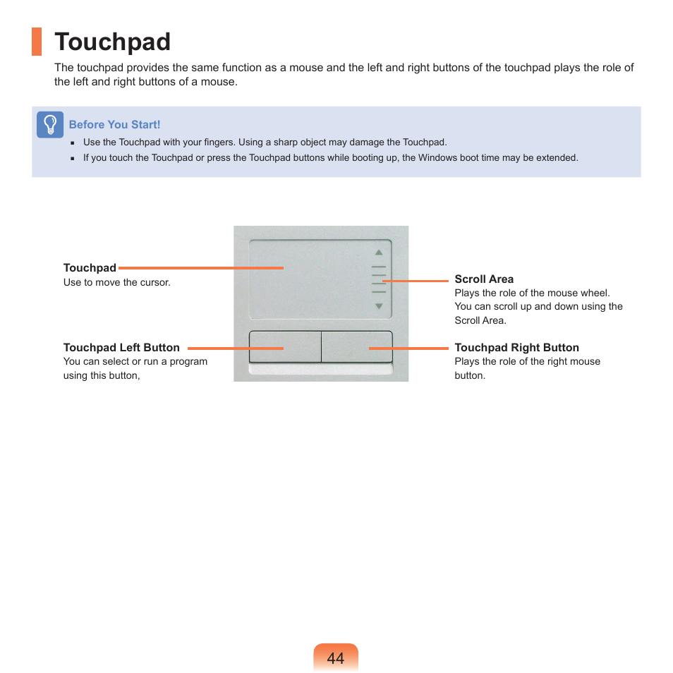 Touchpad | Samsung X65 User Manual | Page 45 / 195