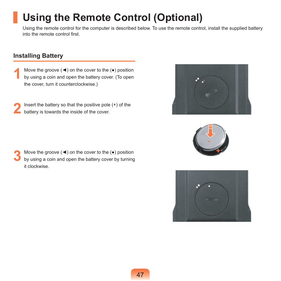 Using the remote control (optional) | Samsung X65 User Manual | Page 48 / 195