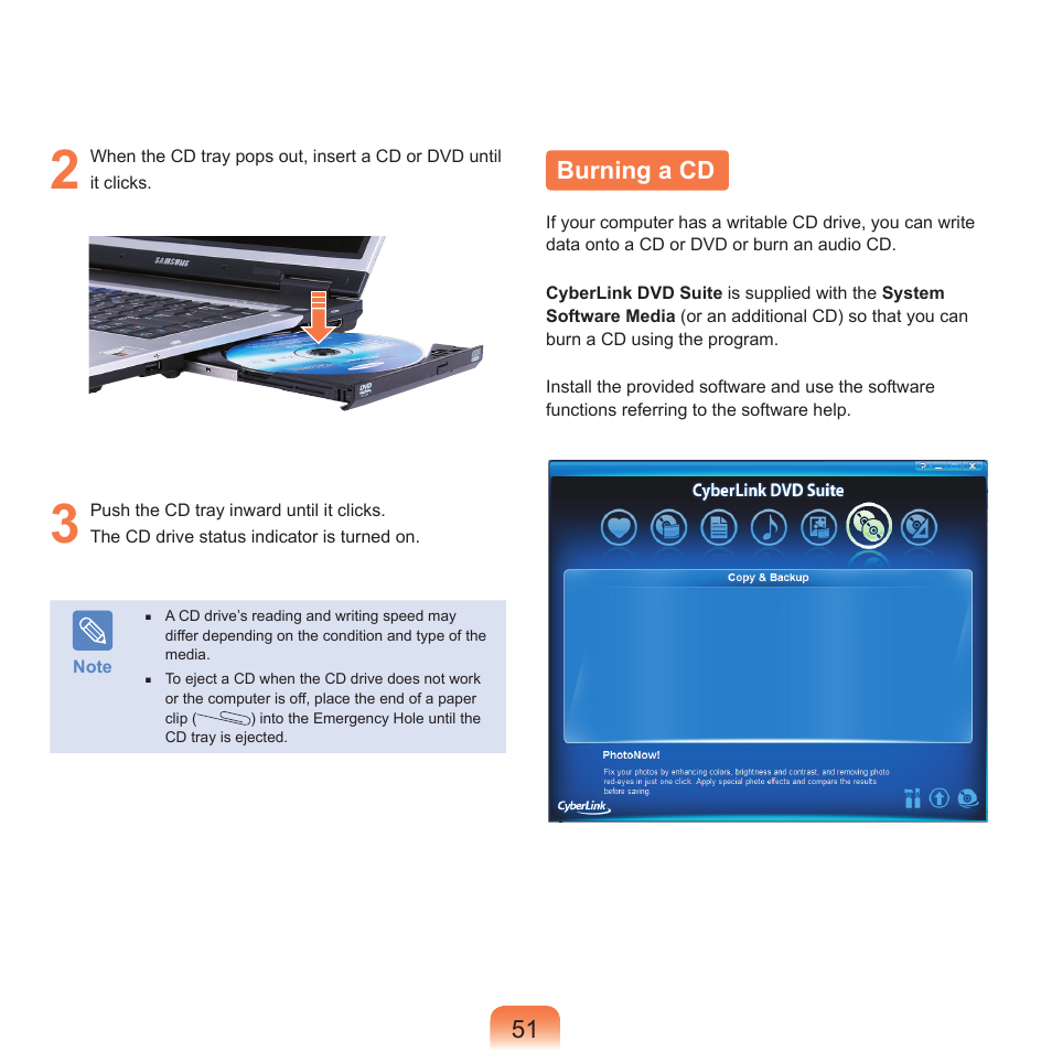 Burning a cd | Samsung X65 User Manual | Page 52 / 195