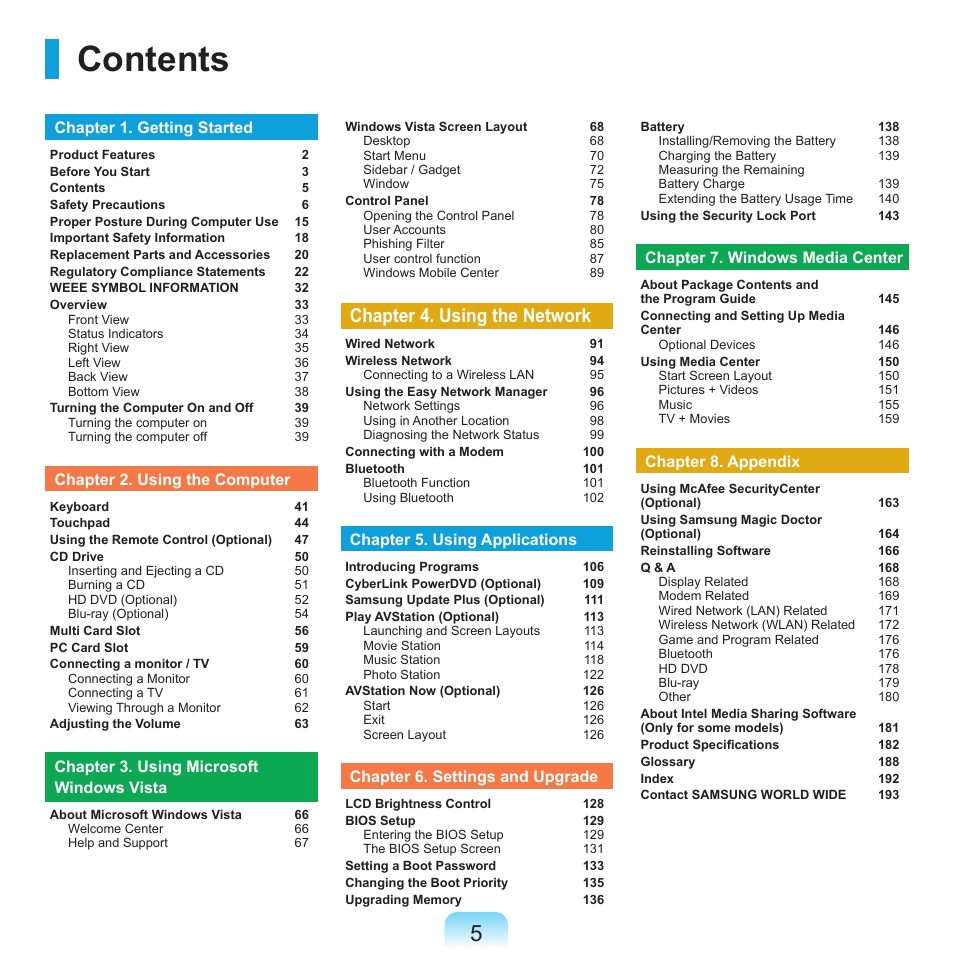 Samsung X65 User Manual | Page 6 / 195