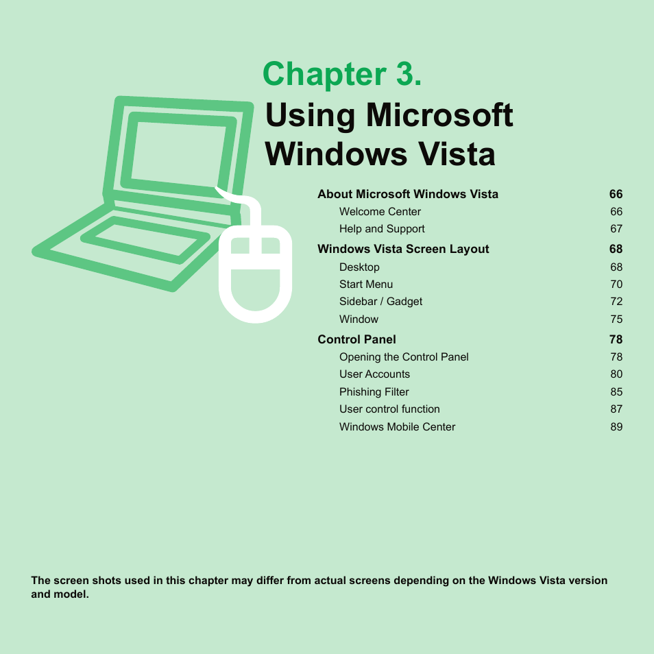 Chapter 3. using microsoft windows vista, Chapter 3, Using microsoft windows vista | Samsung X65 User Manual | Page 66 / 195