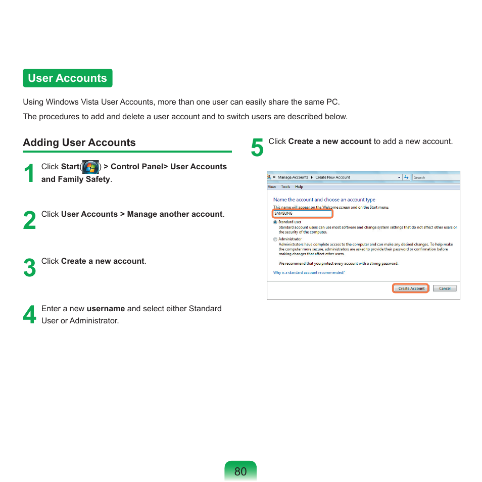 User accounts | Samsung X65 User Manual | Page 81 / 195