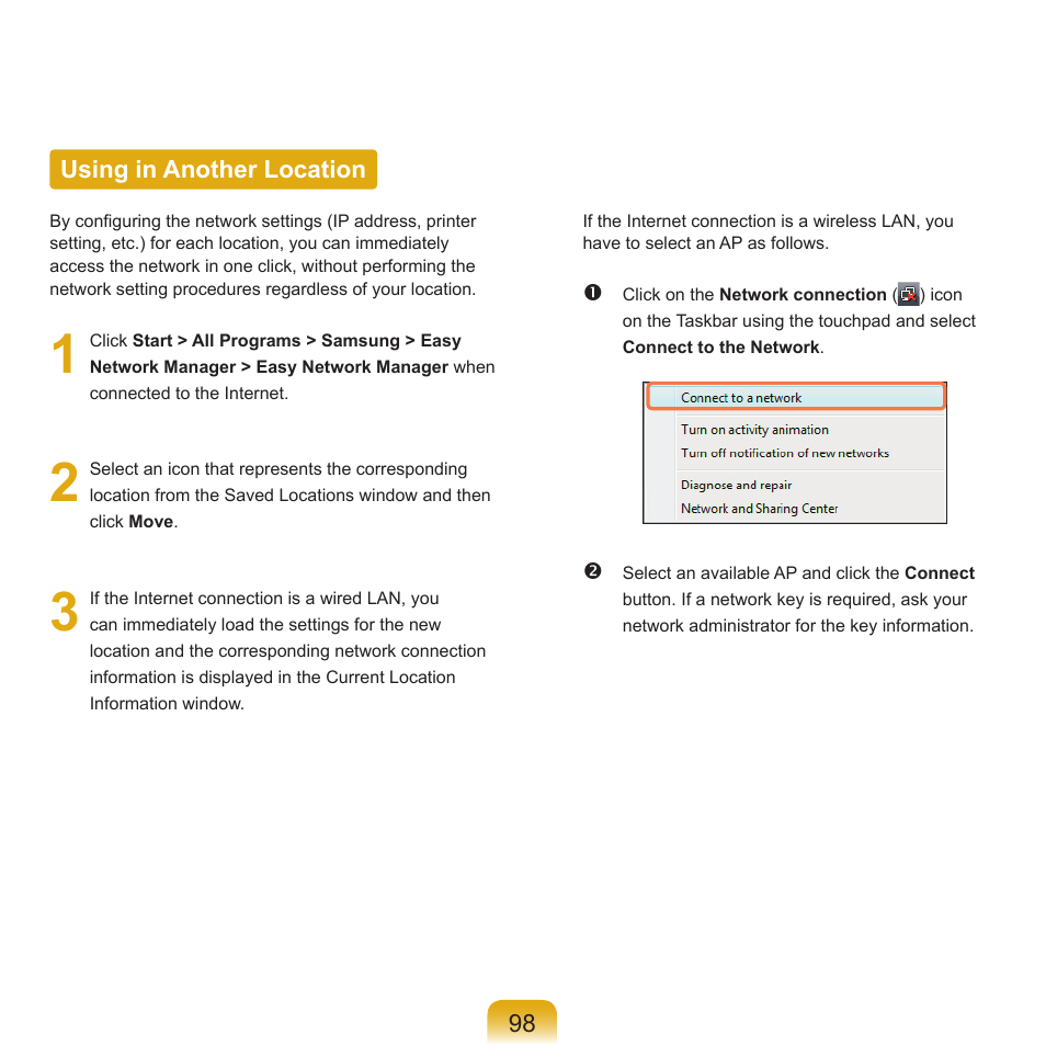 Using in another location | Samsung X65 User Manual | Page 99 / 195