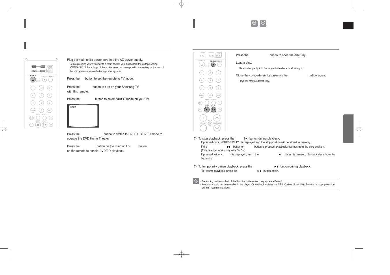 Before using your home theater, Disc playback | Samsung HT-X40 User Manual | Page 12 / 33