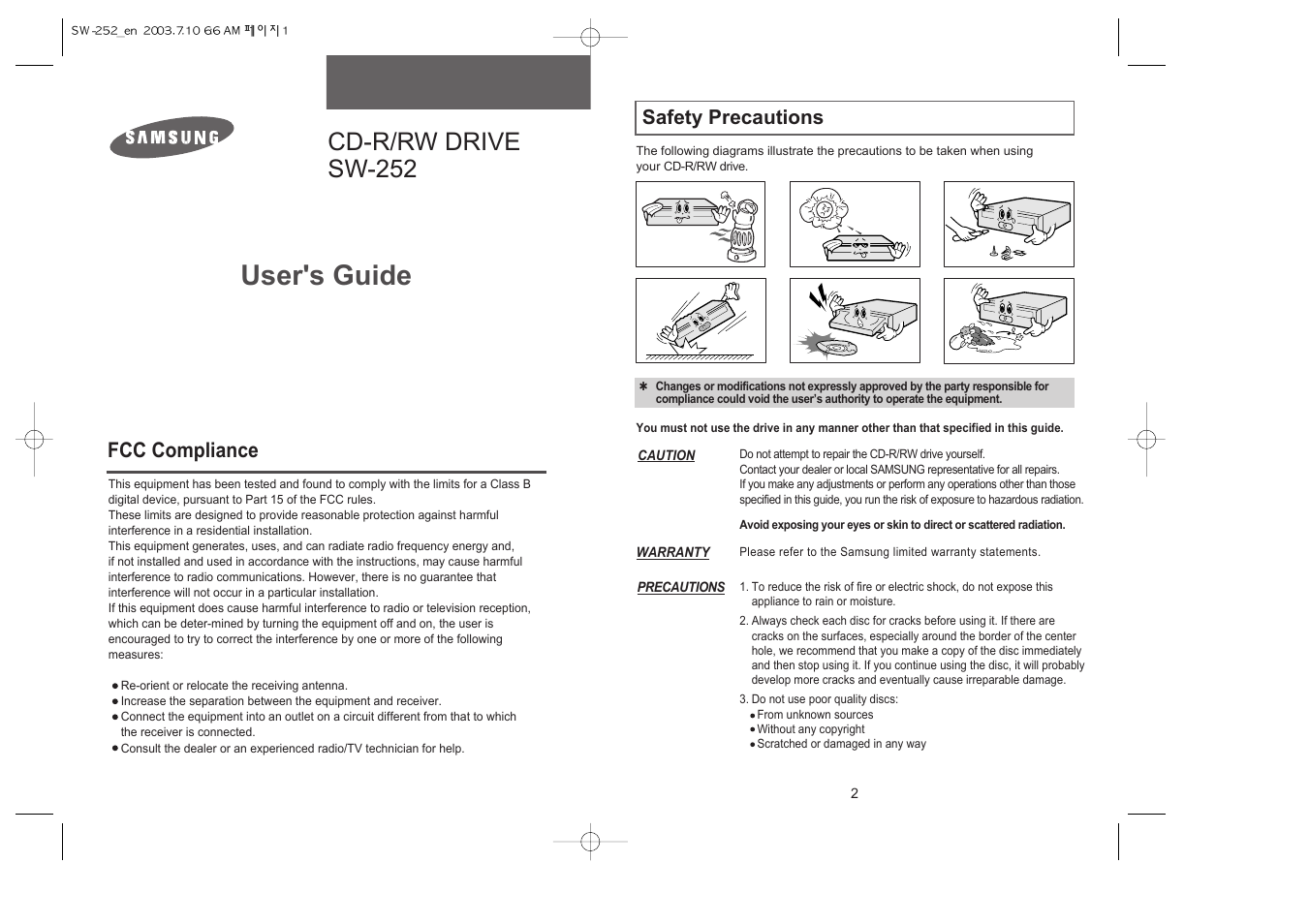 Samsung SW-252 User Manual | 8 pages