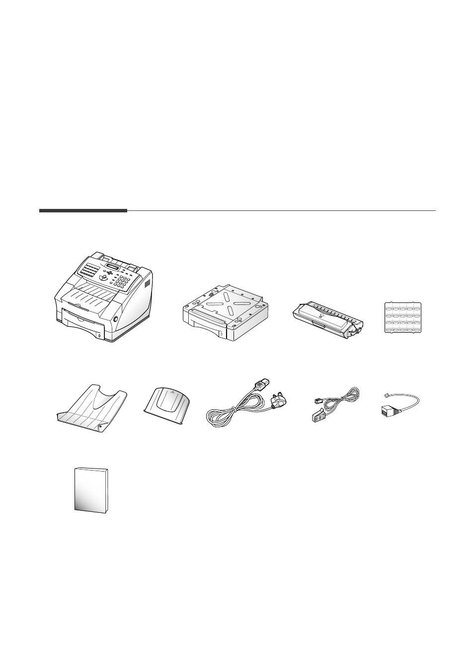 Unpacking, Setting up your machine, Telephone/modem line cord | Tam read one-touch label ac power cord, Second cassette | Samsung MSYS SF-6900 User Manual | Page 10 / 109
