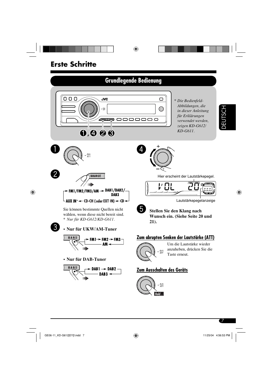Erste schritte, Grundlegende bedienung | JVC KD-G511 User Manual | Page 43 / 111