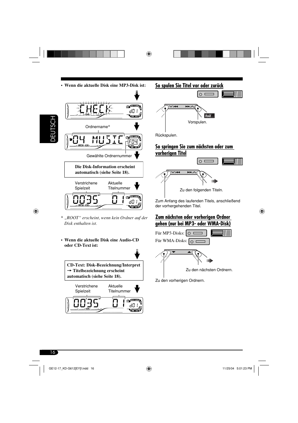 Deutsch, So spulen sie titel vor oder zurück | JVC KD-G511 User Manual | Page 52 / 111