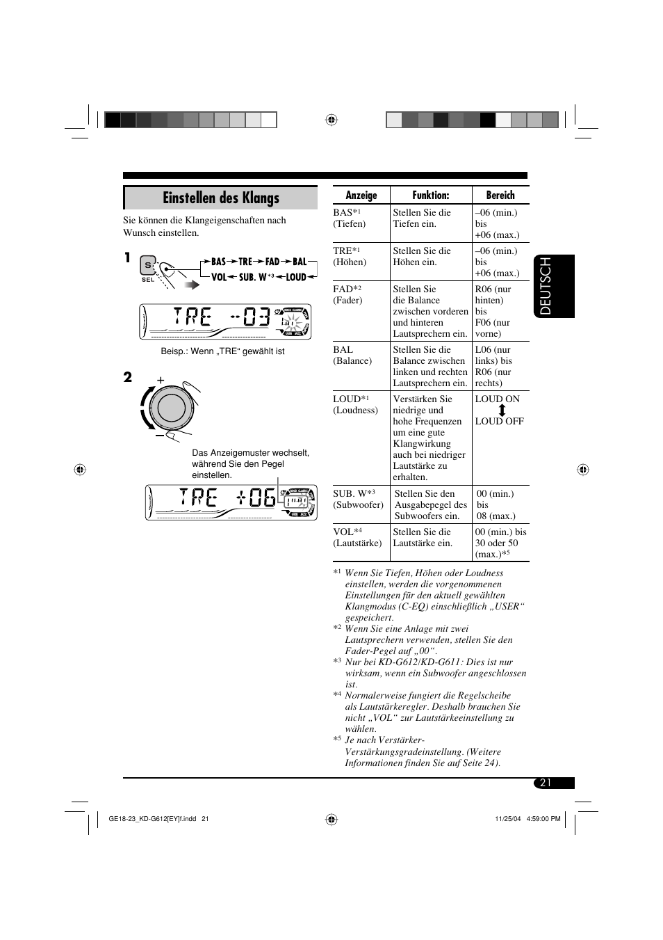 Einstellen des klangs, Deutsch | JVC KD-G511 User Manual | Page 57 / 111