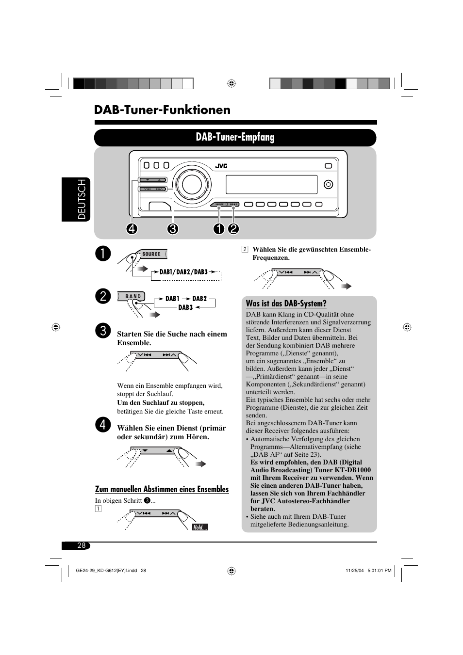 Dab-tuner-funktionen, Dab-tuner-empfang | JVC KD-G511 User Manual | Page 64 / 111