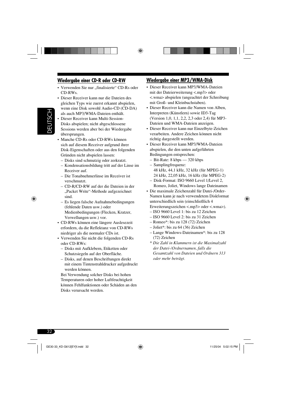Deutsch | JVC KD-G511 User Manual | Page 68 / 111