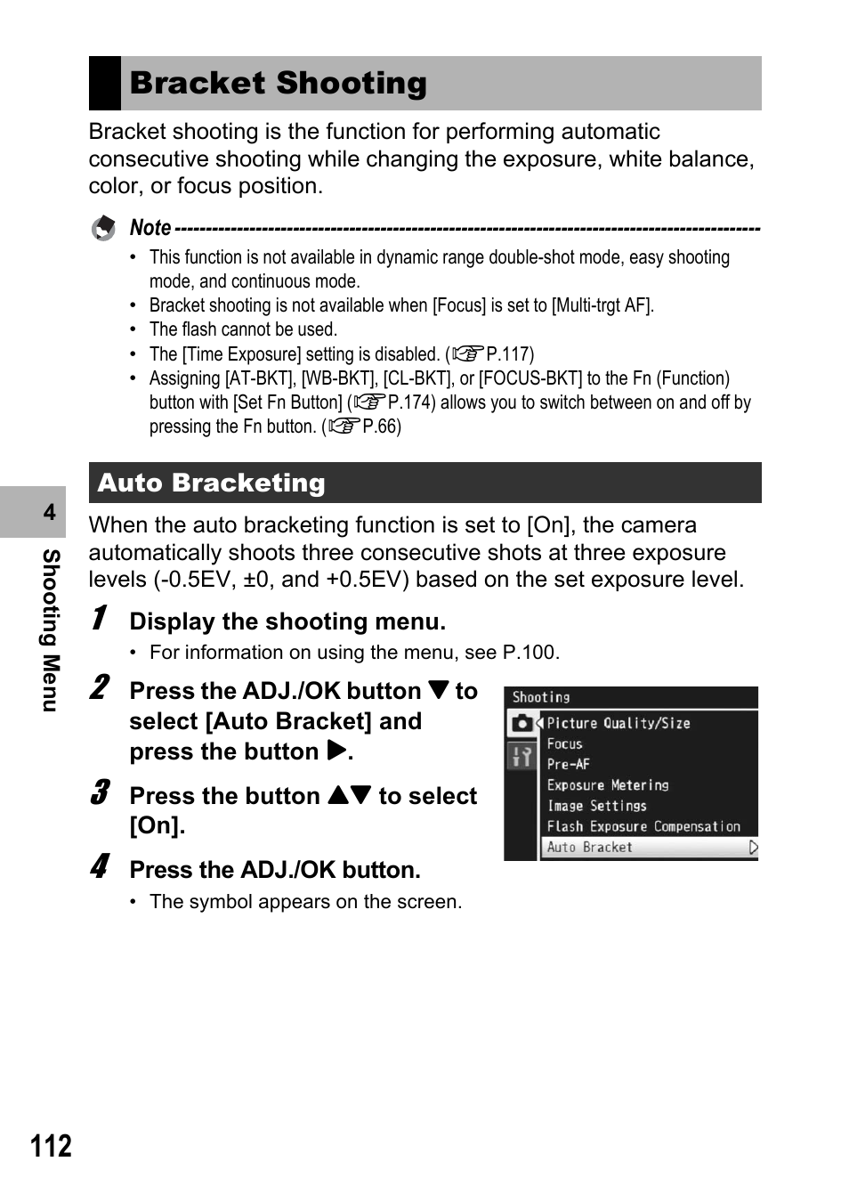 Bracket shooting | Samsung CX2 User Manual | Page 114 / 248