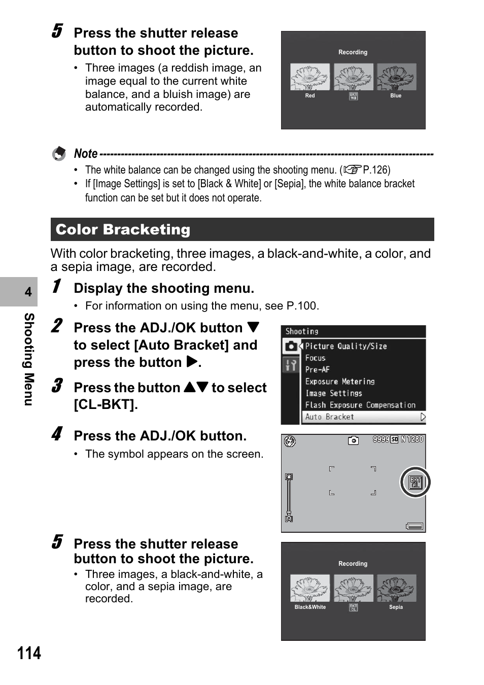 Color bracketing | Samsung CX2 User Manual | Page 116 / 248