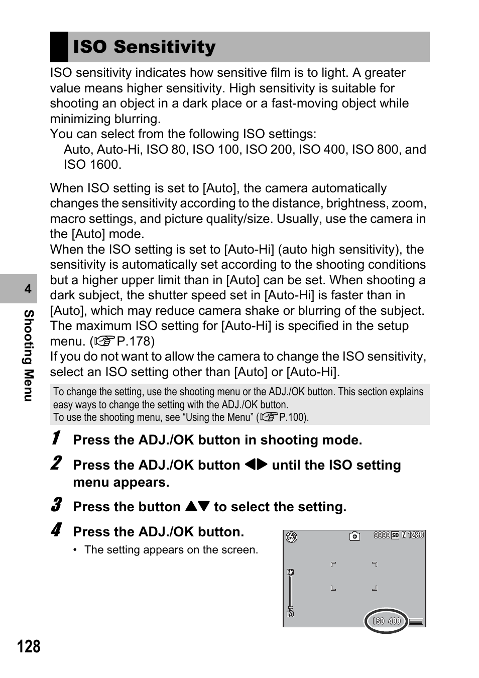 Iso sensitivity | Samsung CX2 User Manual | Page 130 / 248