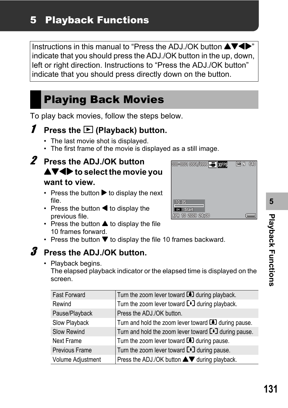 Playing back movies, 5 playback functions | Samsung CX2 User Manual | Page 133 / 248