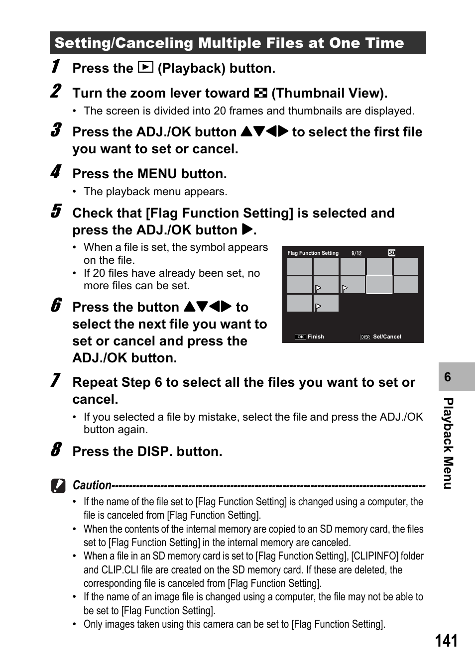 Setting/canceling multiple files at one time | Samsung CX2 User Manual | Page 143 / 248