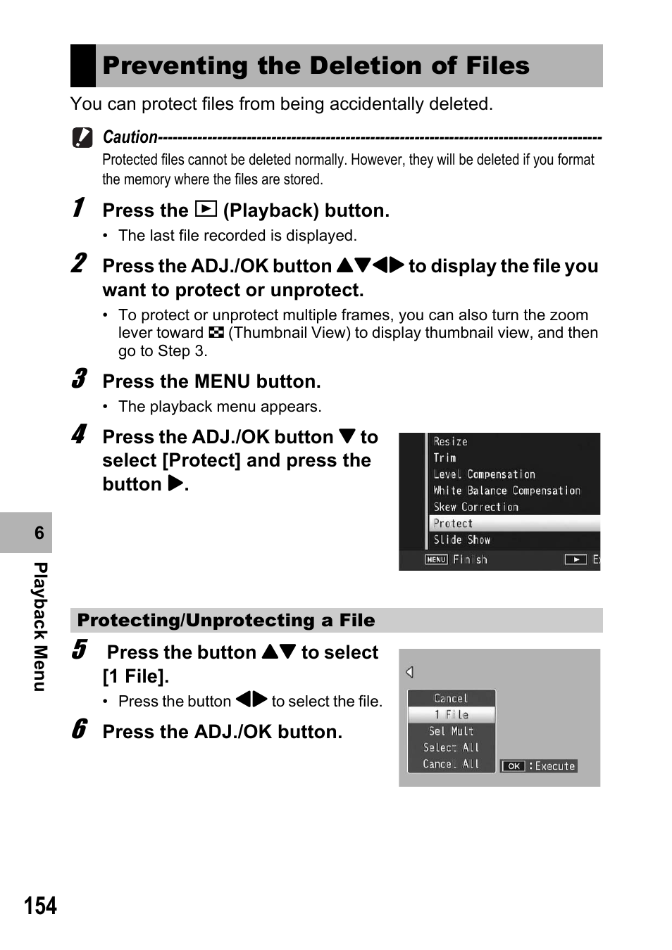 Preventing the deletion of files | Samsung CX2 User Manual | Page 156 / 248