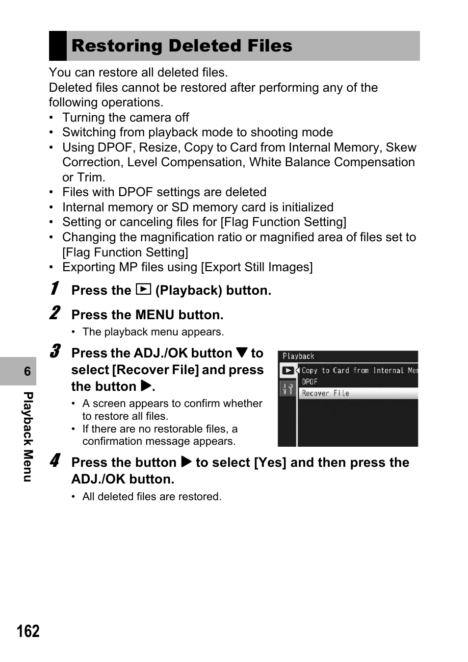 Restoring deleted files | Samsung CX2 User Manual | Page 164 / 248