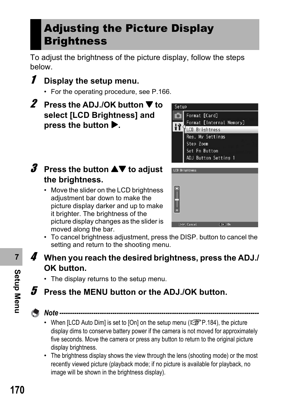 Adjusting the picture display brightness | Samsung CX2 User Manual | Page 172 / 248