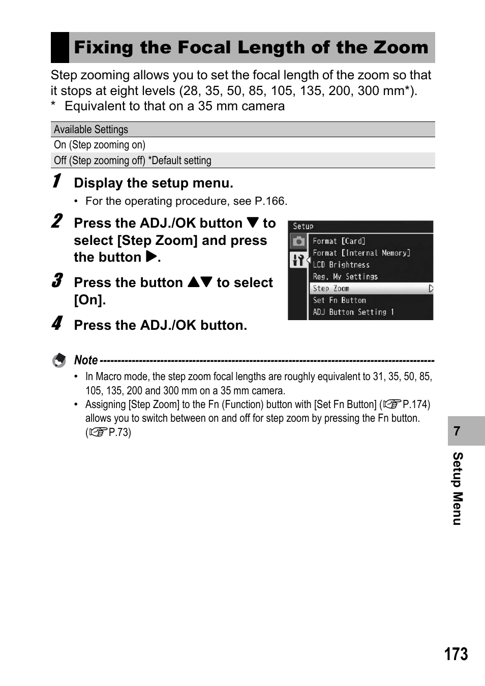 Fixing the focal length of the zoom | Samsung CX2 User Manual | Page 175 / 248