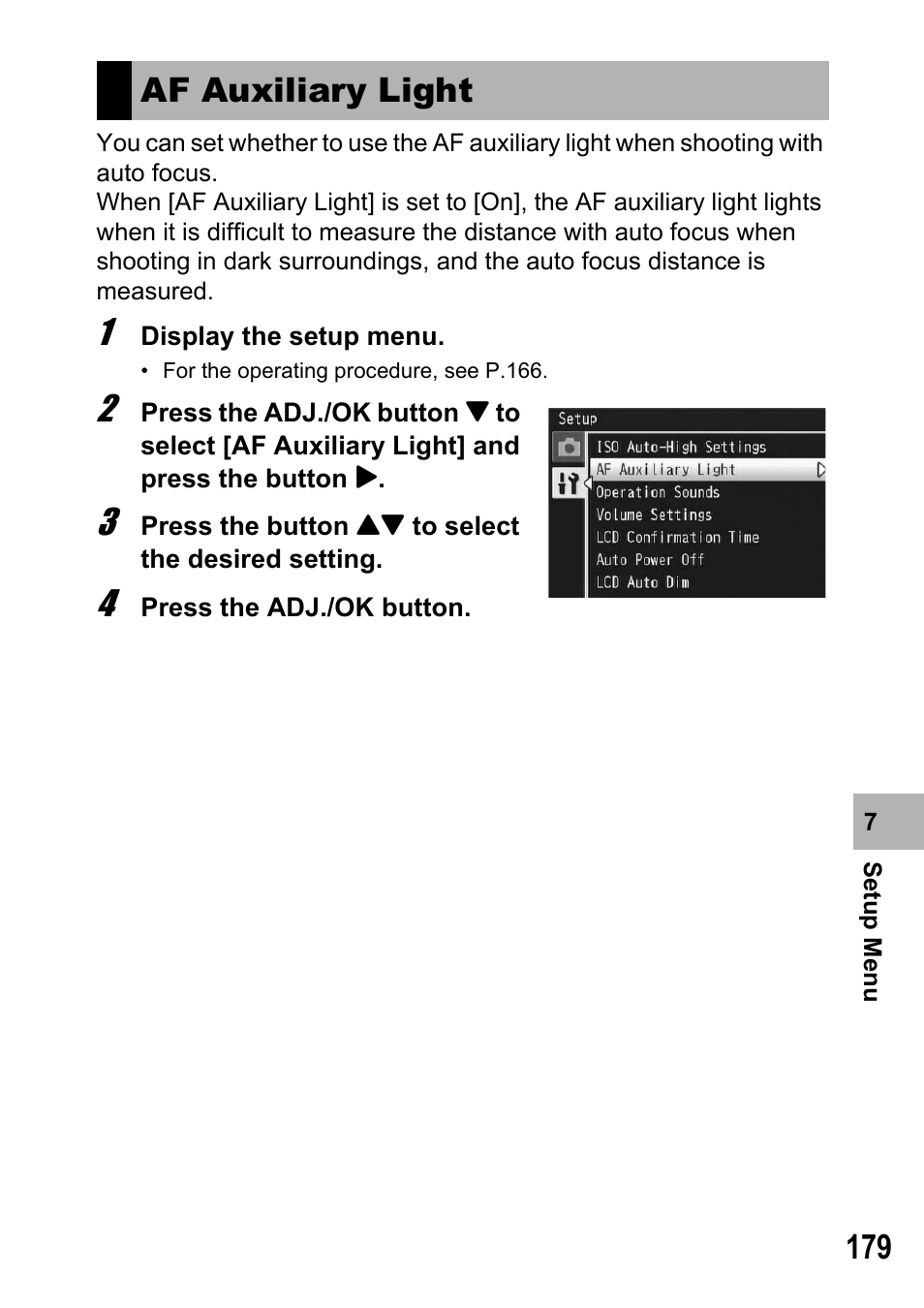 Af auxiliary light | Samsung CX2 User Manual | Page 181 / 248