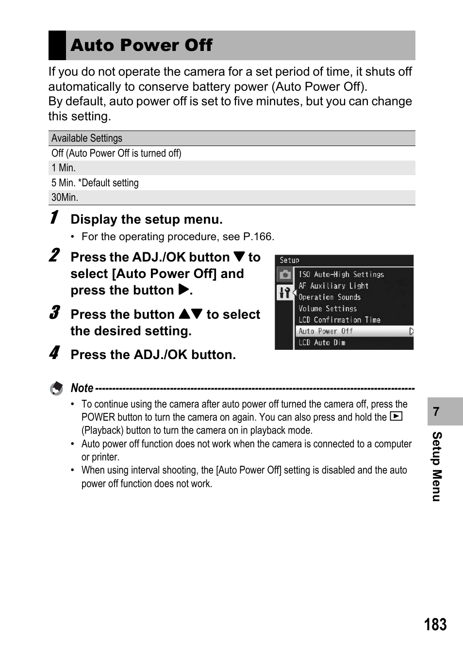 Auto power off | Samsung CX2 User Manual | Page 185 / 248