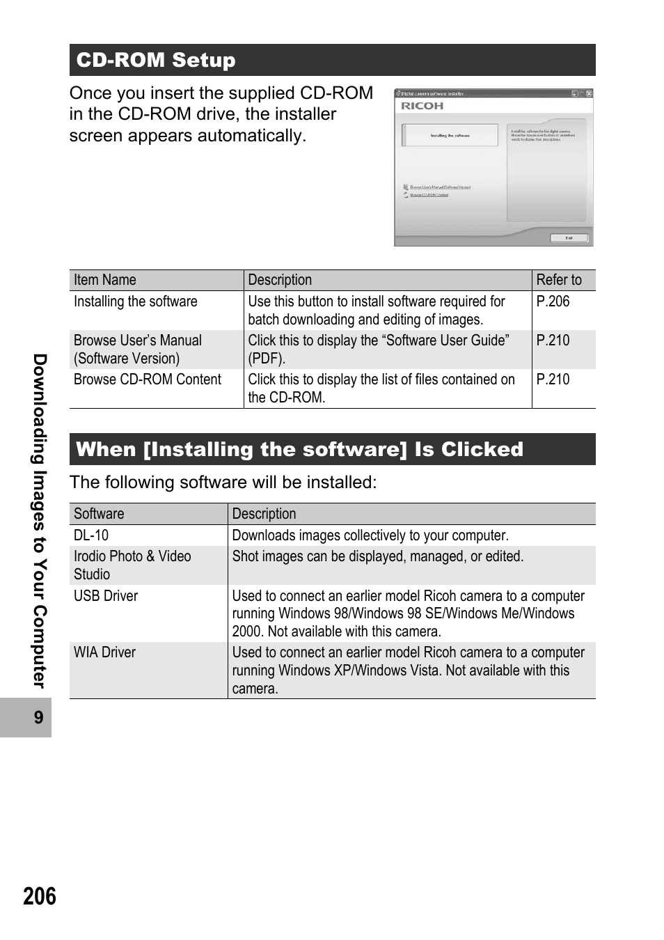 Cd-rom setup, When [installing the software] is clicked | Samsung CX2 User Manual | Page 208 / 248