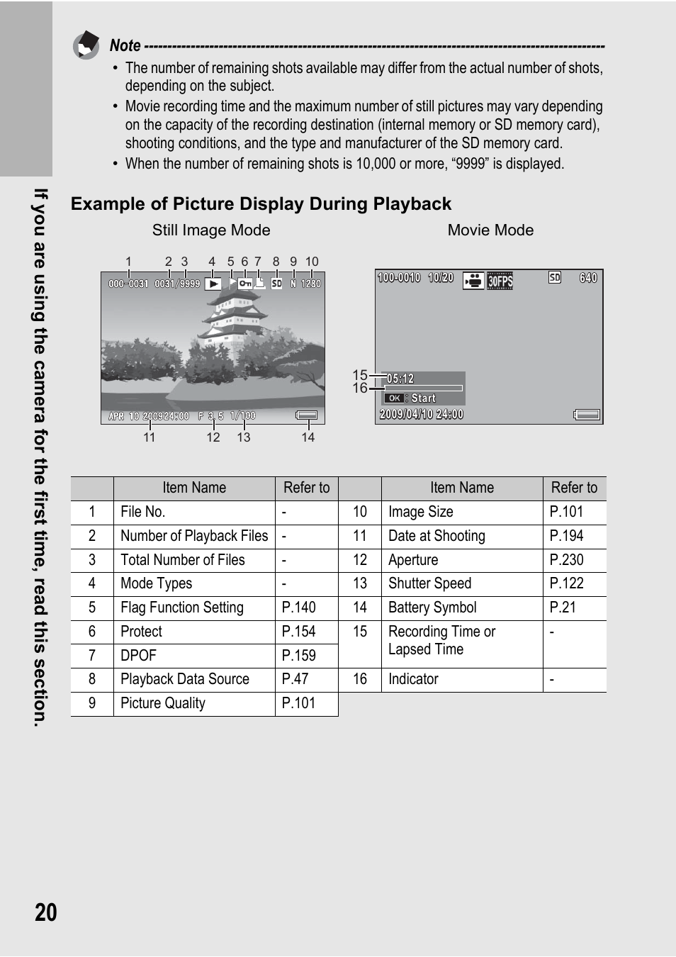 Example of picture display during playback | Samsung CX2 User Manual | Page 22 / 248