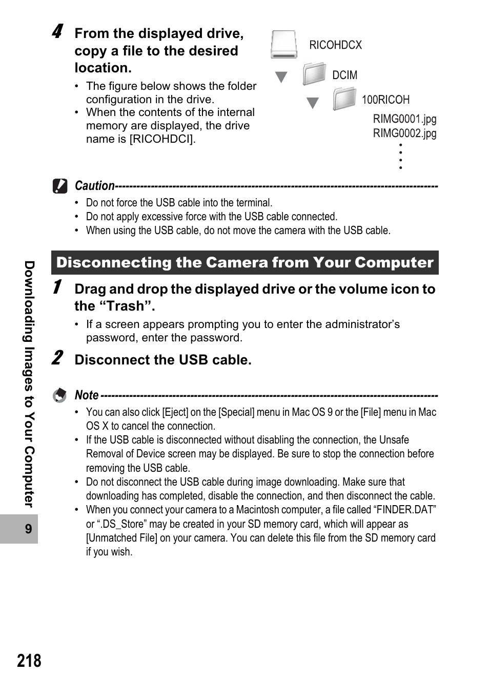 Disconnecting the camera from your computer | Samsung CX2 User Manual | Page 220 / 248