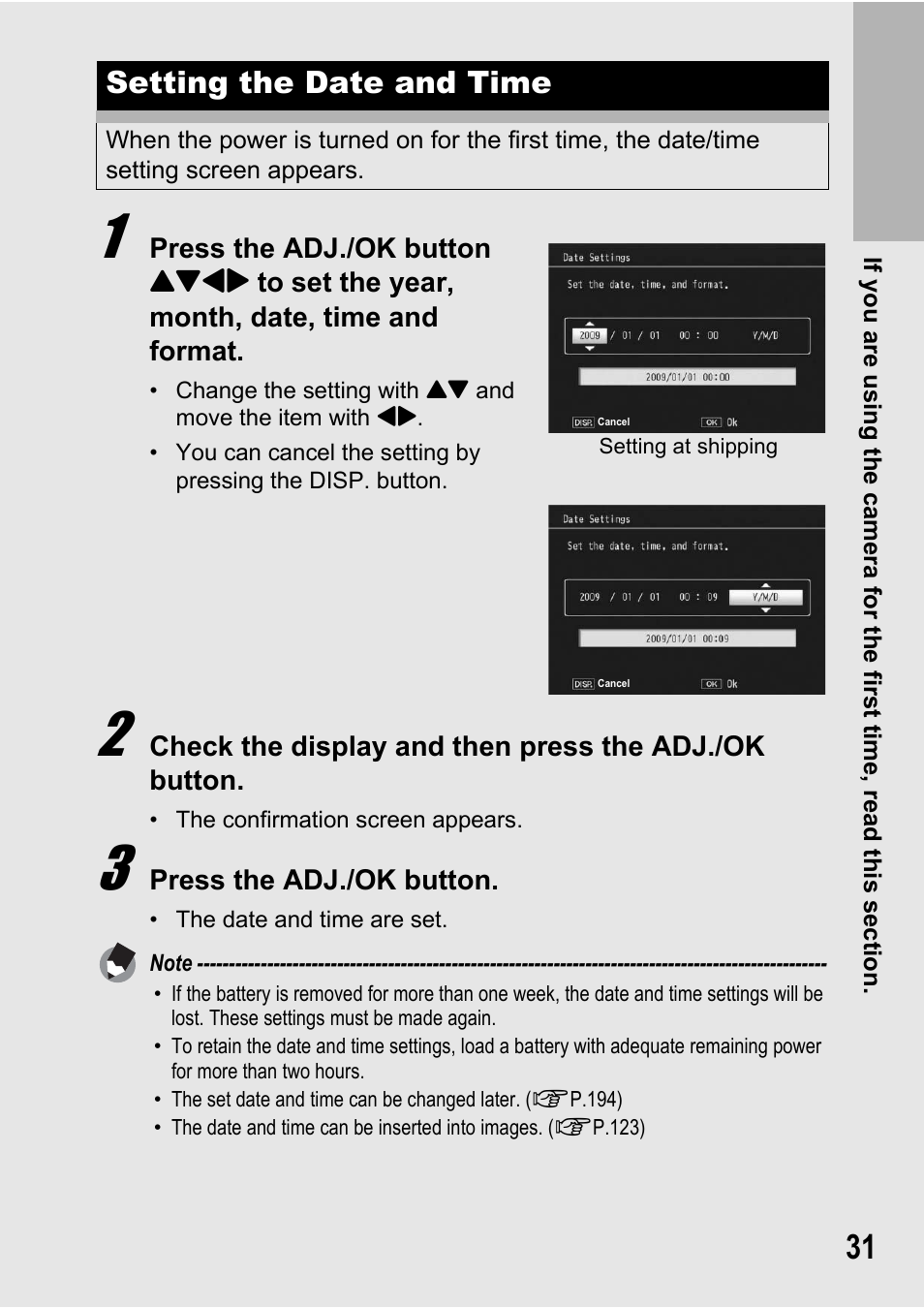 Setting the date and time | Samsung CX2 User Manual | Page 33 / 248