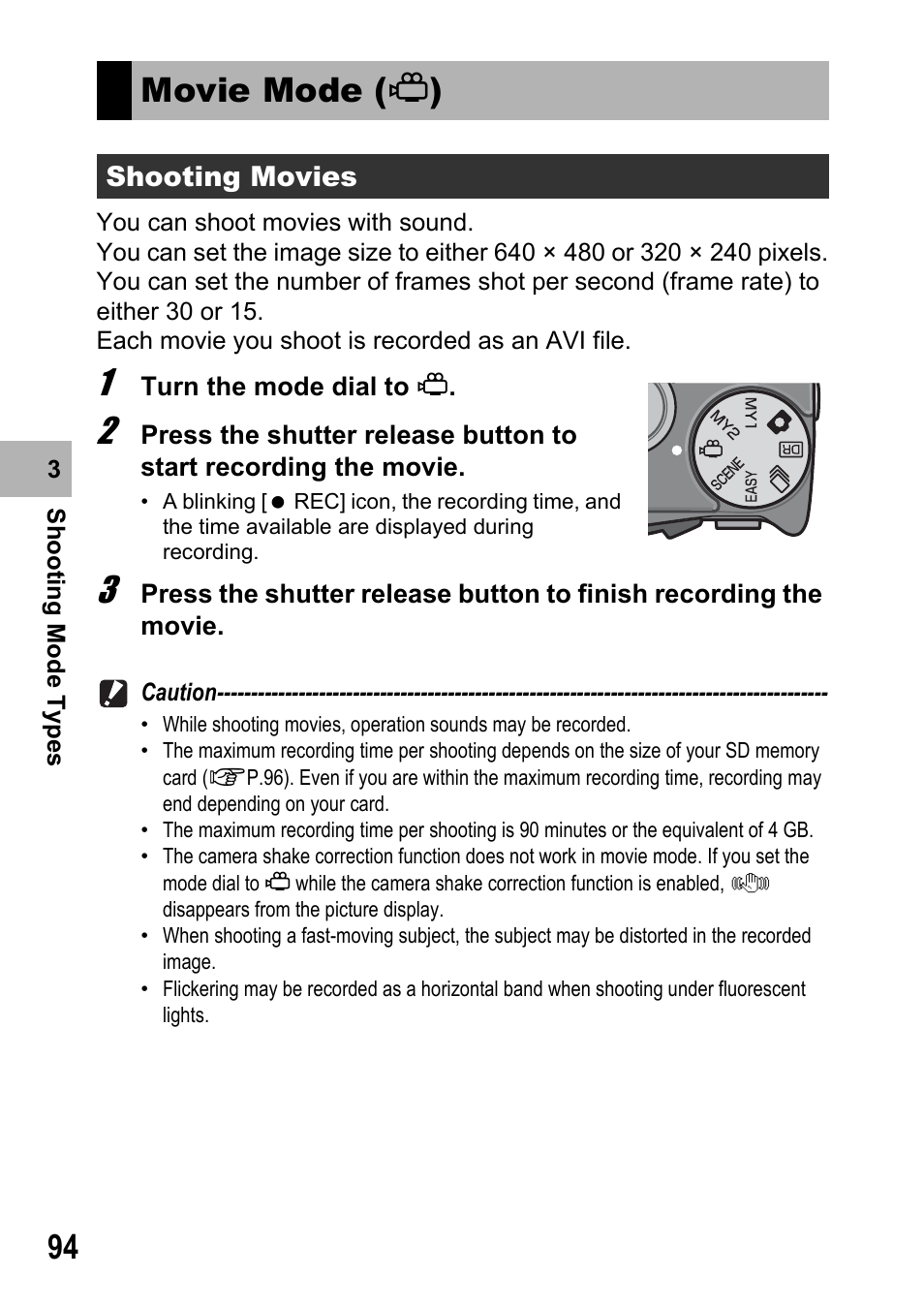 Movie mode (3) | Samsung CX2 User Manual | Page 96 / 248