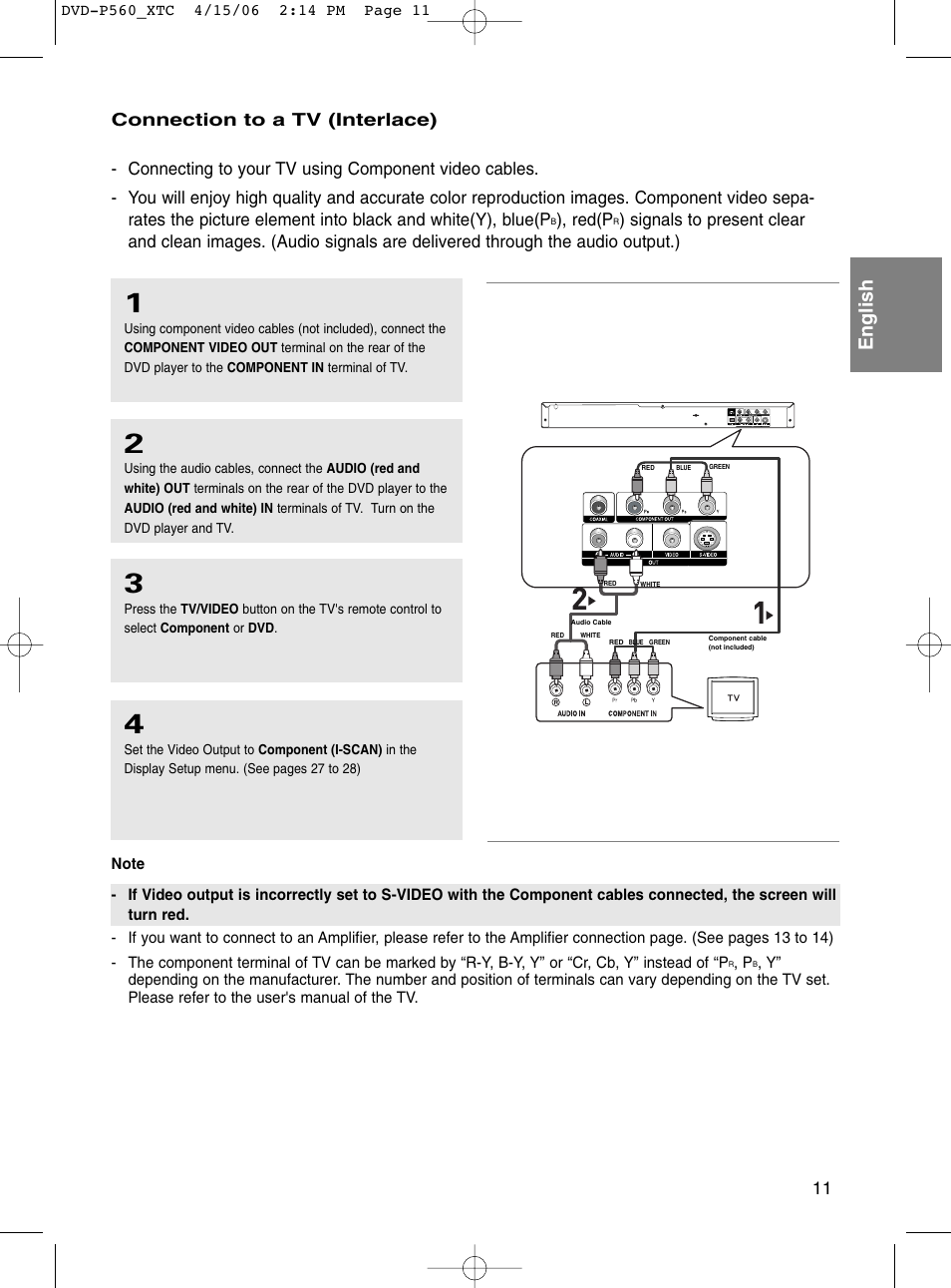 English, Red(p | Samsung DVD-P560 User Manual | Page 11 / 36