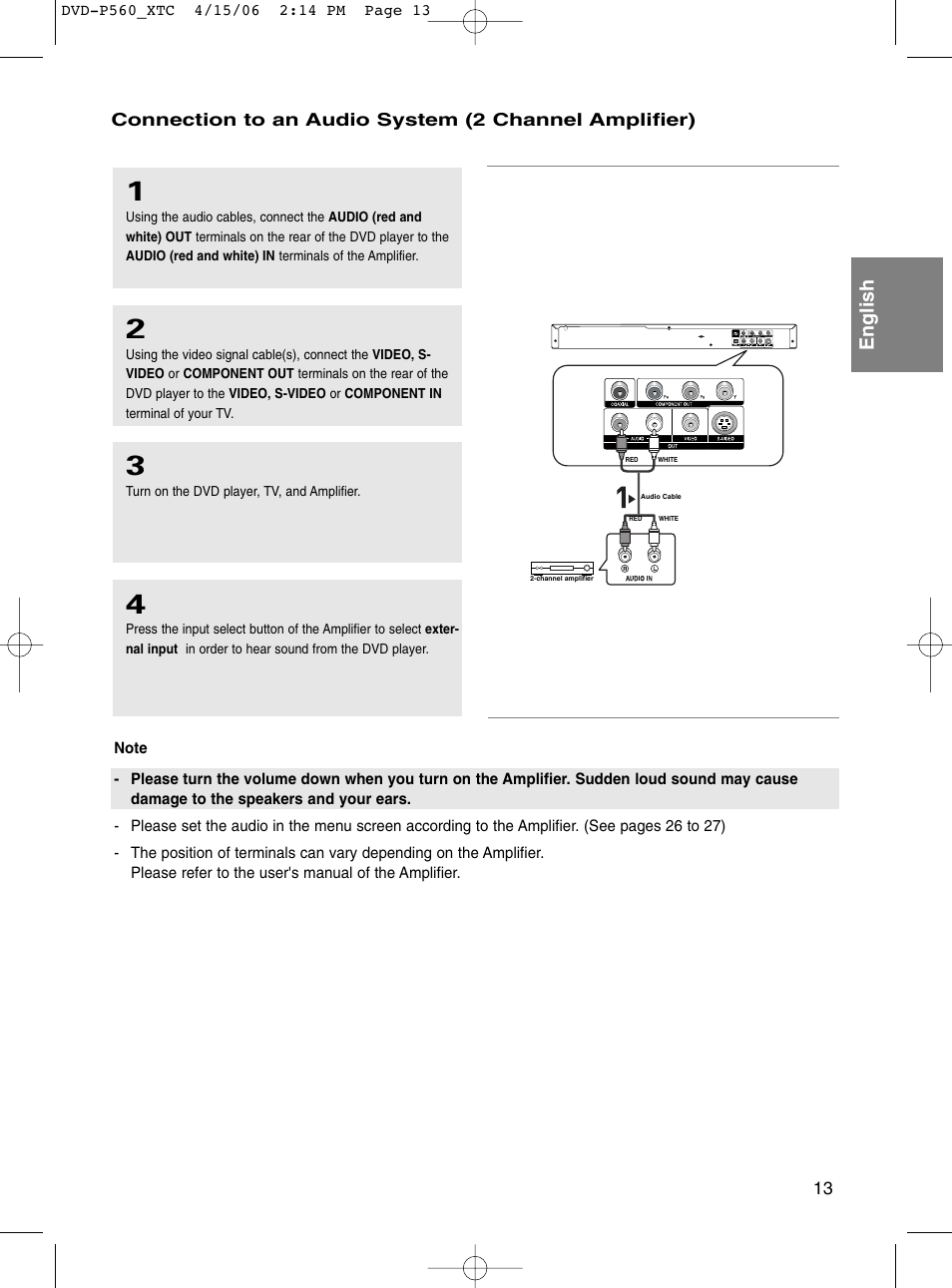 English | Samsung DVD-P560 User Manual | Page 13 / 36