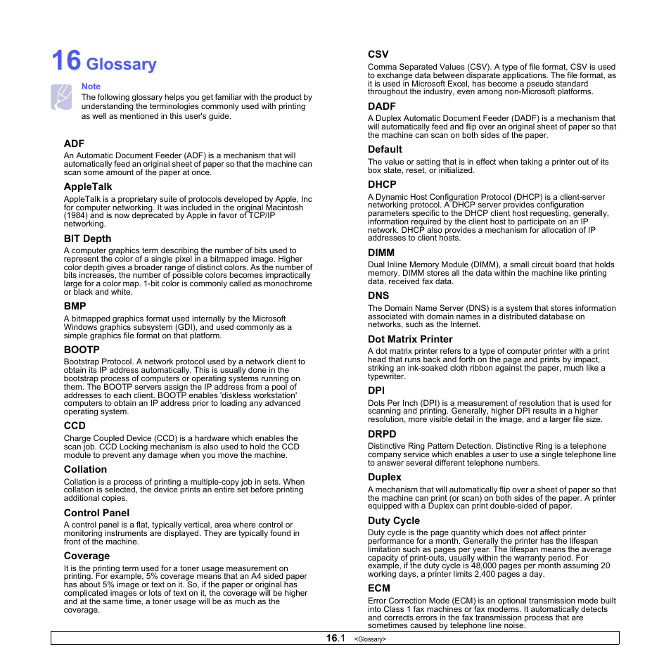 Glossary | Samsung CLX-8380 User Manual | Page 129 / 186