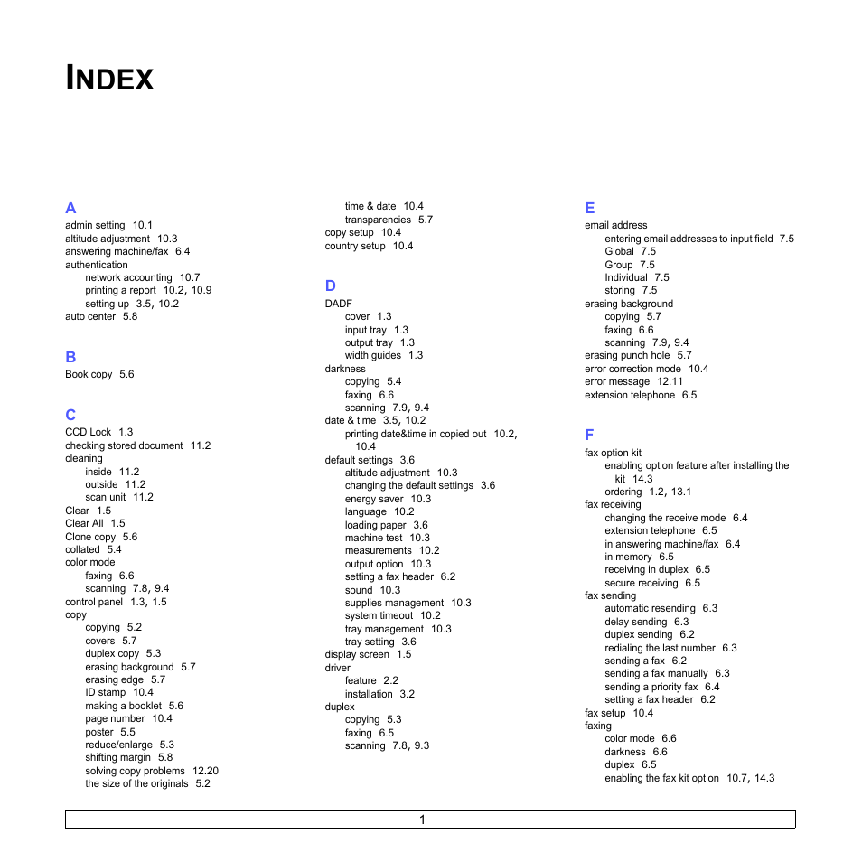 Index, Ndex | Samsung CLX-8380 User Manual | Page 133 / 186