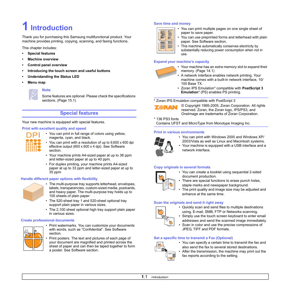 Introduction, Special features | Samsung CLX-8380 User Manual | Page 16 / 186