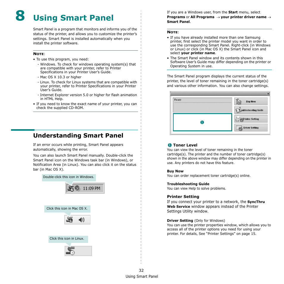 Using smart panel, Understanding smart panel, Chapter 8 | Sing, Mart, Anel | Samsung CLX-8380 User Manual | Page 168 / 186