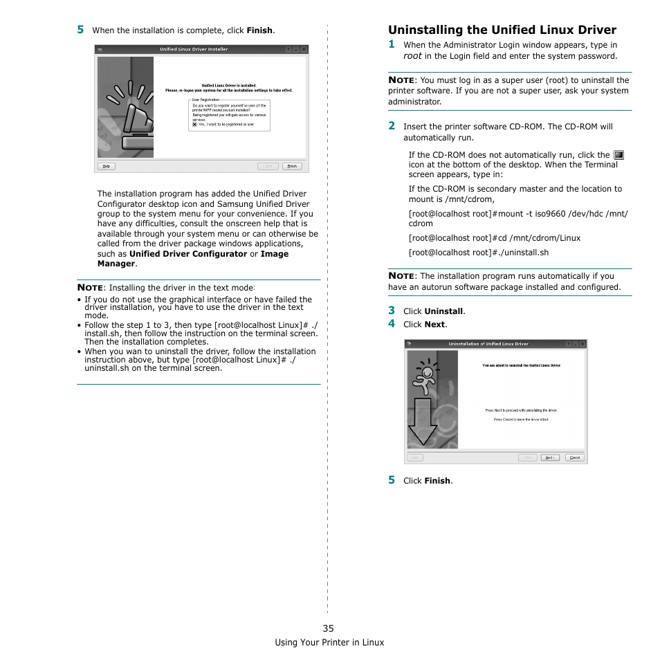 Uninstalling the unified linux driver | Samsung CLX-8380 User Manual | Page 171 / 186