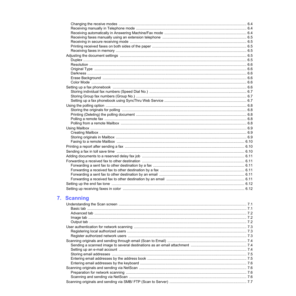 Scanning | Samsung CLX-8380 User Manual | Page 6 / 186